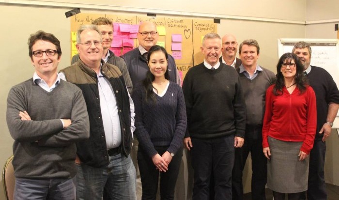 Cameron Crowley (left) and Parkes MP Mark Coulton (sixth from left) take part in a strategic planning workshop following the receipt of a dollar-for-dollar grant of almost $1 million by Maverick Biomaterials Pty Ltd. Photo: Contributed