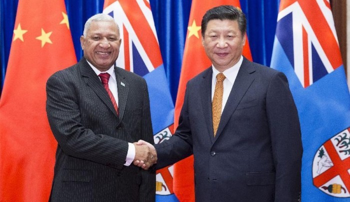 hinese President Xi Jinping (R) meets with Fijian Prime Minister Voreqe Bainimarama in Beijing, capital of China, July 15, 2015. (Xinhua/Huang Jingwen)