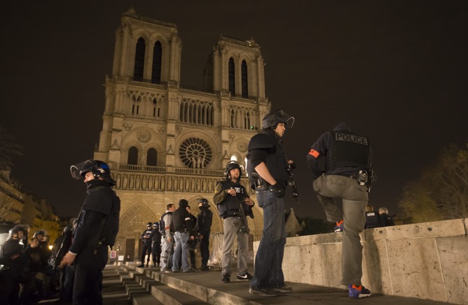 Paris' famed Notre Dame Cathedral was in lockdown after terrorist attacks across the city killed more than 100 people. EPA/Ian Langsdon
