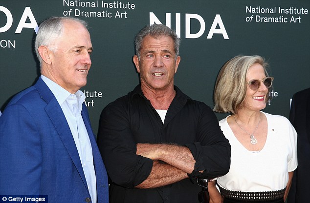Australian PM Tunbull with his wife Lucy (far right) and the American actor and director as they pose on the red carpet