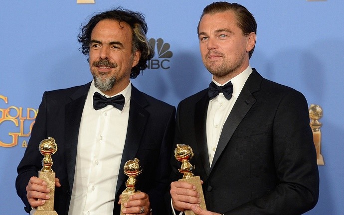The Revenant was named best drama picture and DiCaprio and Inarritu walked to the stage to collect it together