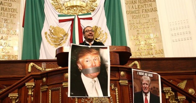 Deputy Mauricio Alonso Toledo Gutierrez speaks before the Mexico City legislature. The legislature voted on March 2 to ask the federal government to ban Donald Trump from entering the country.